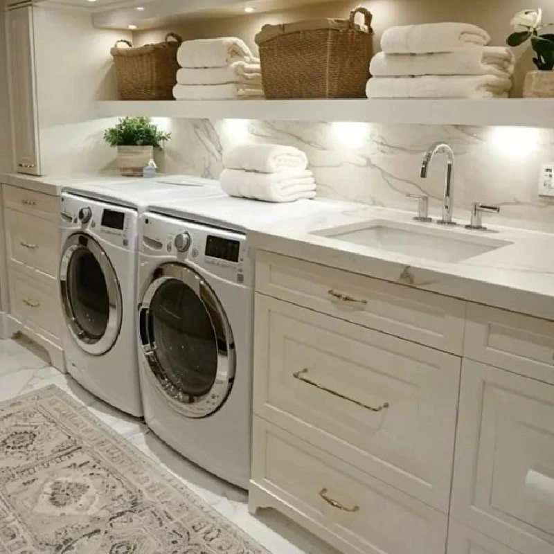 White appliance vinyl wrap on a washer and dryer.
