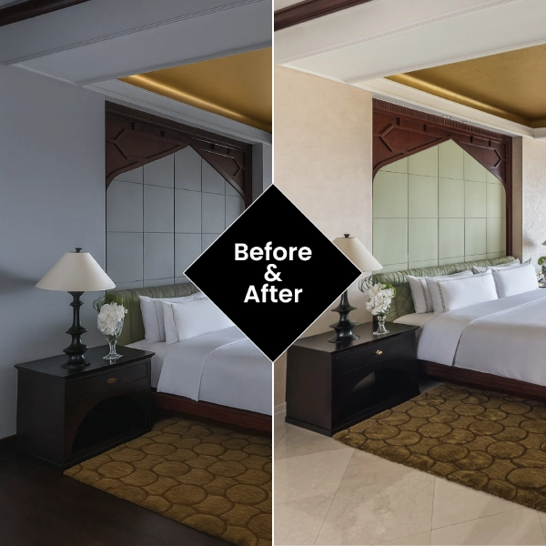 hotel room before after picture