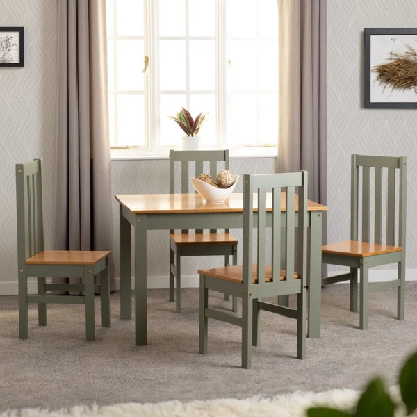 wood-effect vinyl wrapped seats around a matching table.