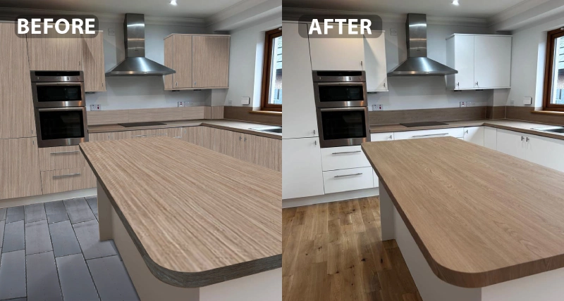 Kitchen Wrapping before and after